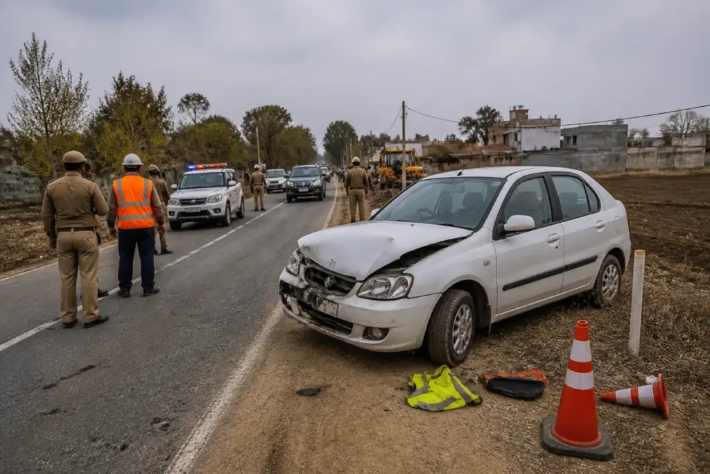 Sangrur accident site on a rural Punjab road near Alisher village
