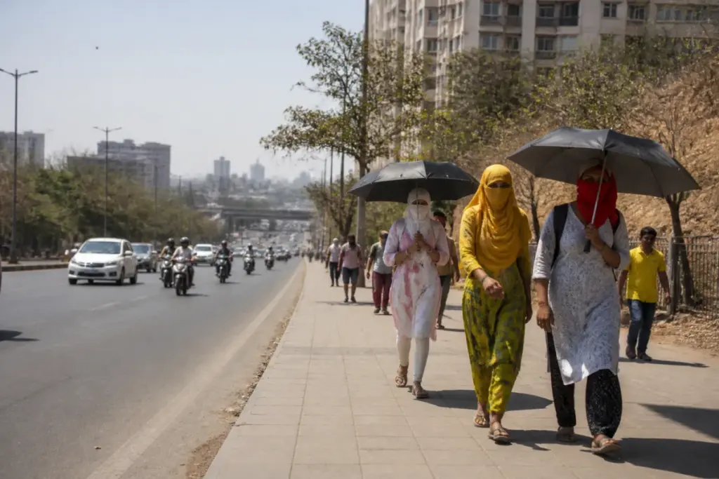 Pimpri-Chinchwad heat affecting a sunlit urban street during a dry October afternoon