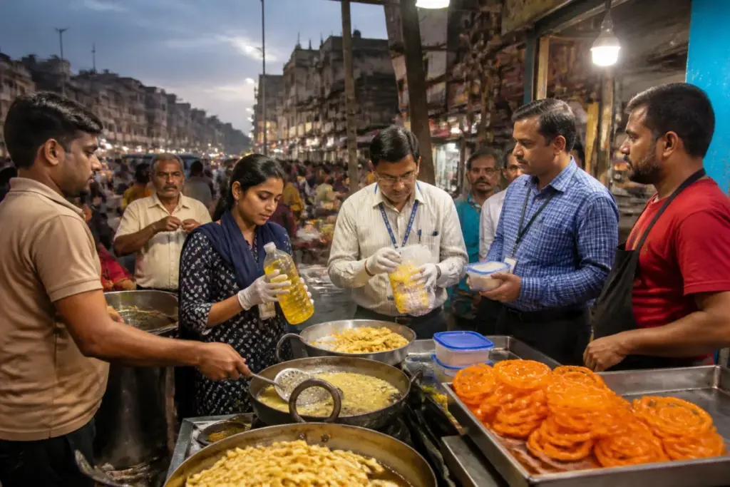 Ahmedabad food safety checks at a fafda and jalebi shop before Dussehra
