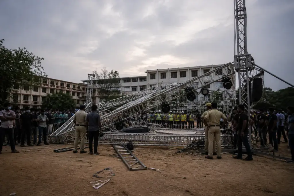 MVSR truss collapse site at a college event in Nadergul, Telangana