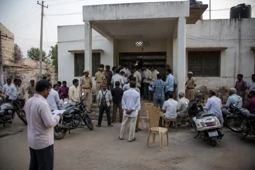 Tadipatri municipal elections and a local government building in Andhra Pradesh