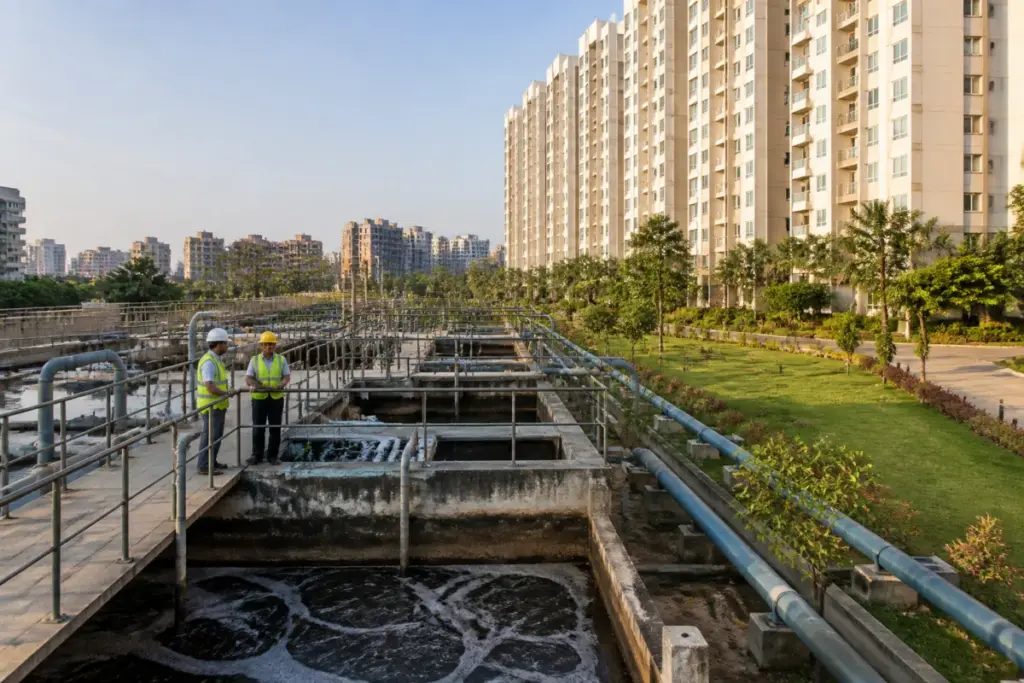 Hyderabad private STPs and treated wastewater infrastructure at an urban residential complex