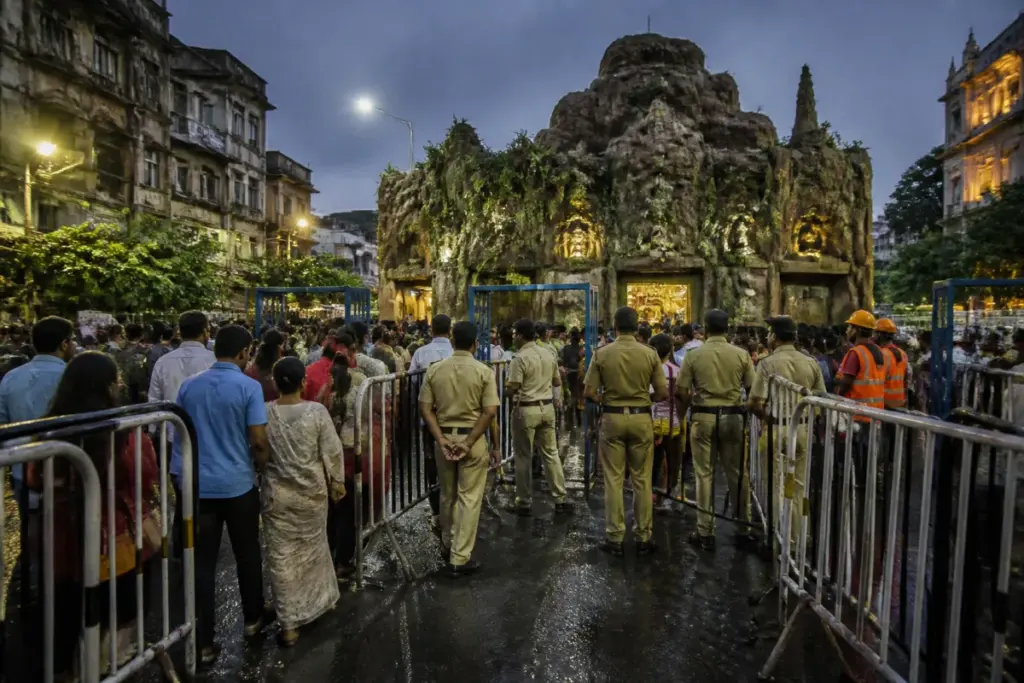 Chorbagan stampede aftermath near a crowded Kolkata festival pavilion