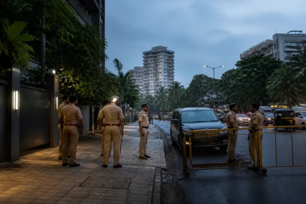 Police presence near the reported Tiger Shroff firing site in Mumbai's Juhu area
