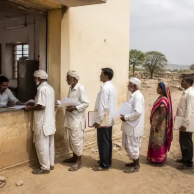 Farmers submitting drought relief documents at a government office in Kanagav