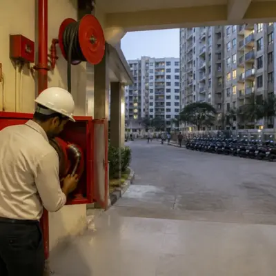 Pune society fire safety equipment in a residential housing complex in Pisoli