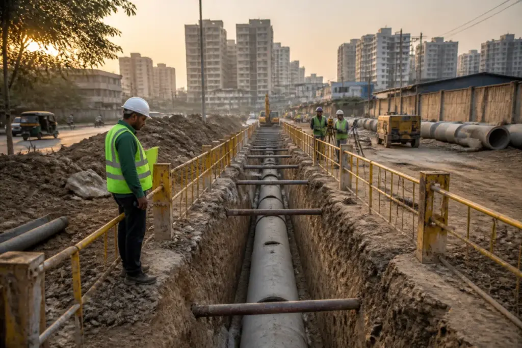 Ahmedabad drainage project serving Kathwada and Teblipara near expanding residential areas