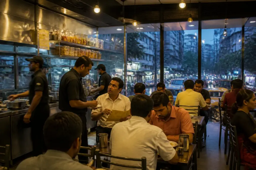 Mumbai restaurant prices rising as diners eat at a busy city cafe