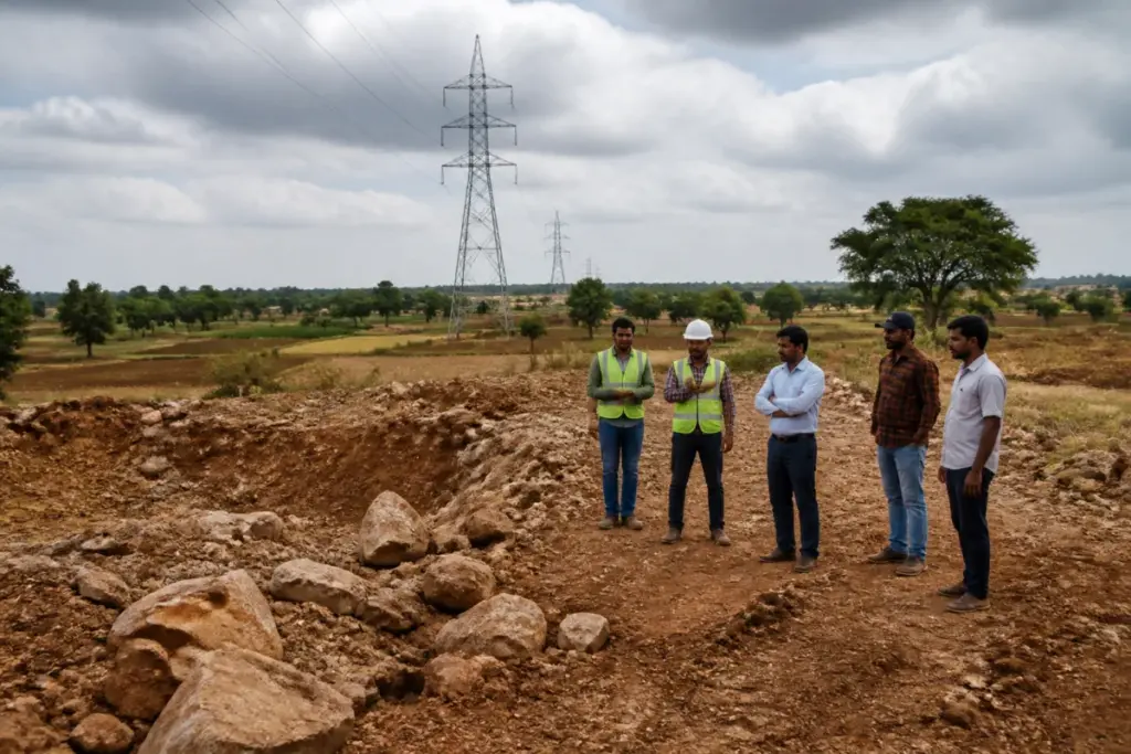 Police case over illegal blasting during BESCOM line work in Jagaluru agricultural land