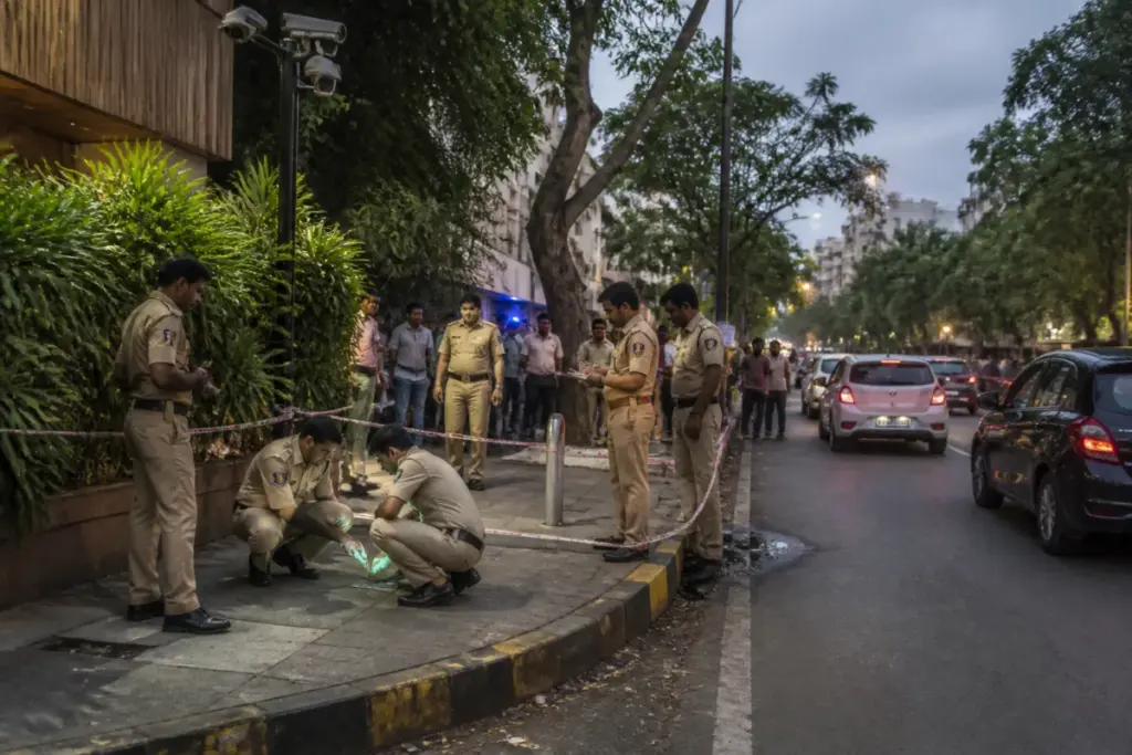 Police investigation near the Juhu site of the Tiger Shroff firing in Mumbai