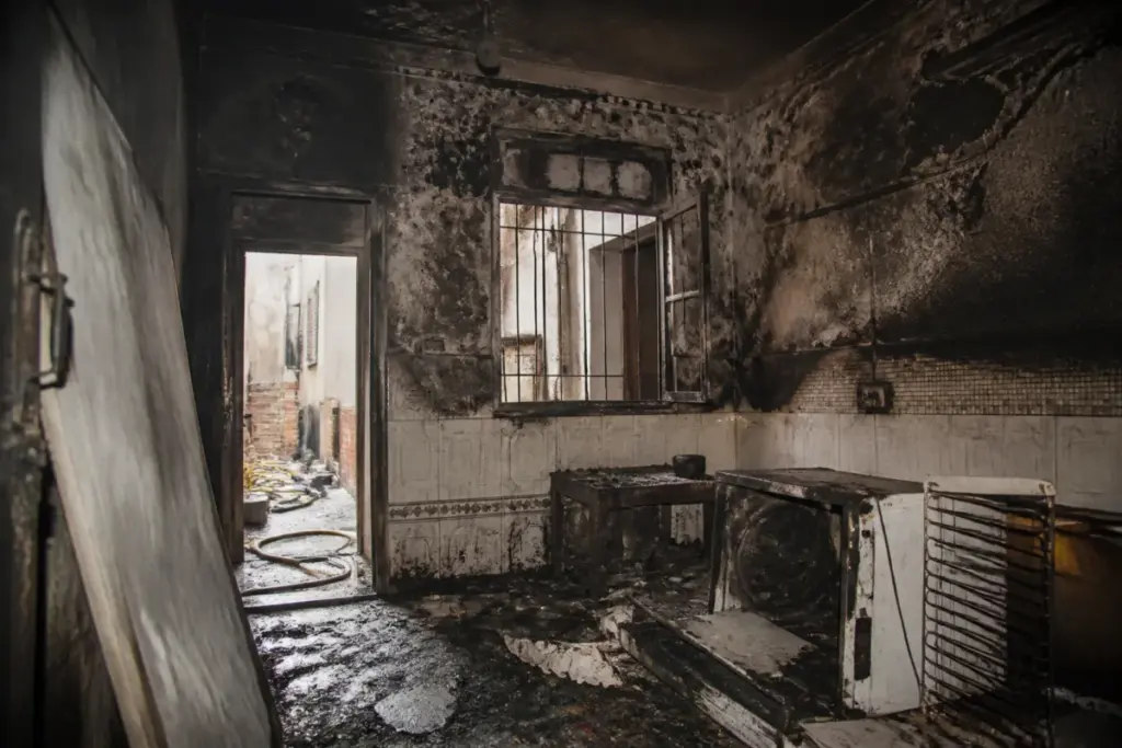 Delhi LPG blast damage inside a residential room in Najafgarh after a suspected gas leak