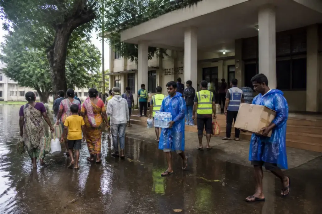 Chennai flood shelters planned in a college building for rain-affected residents