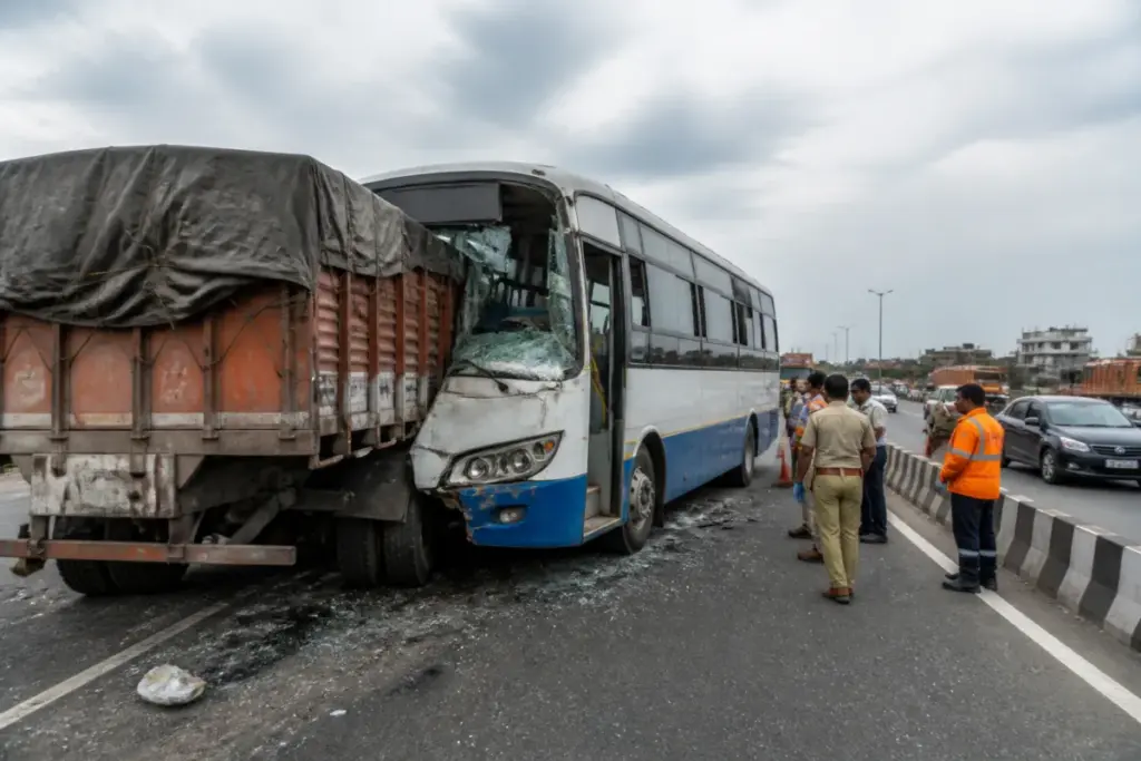 TGSRTC bus accident near Batasingaram on National Highway 65