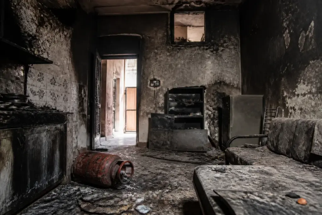 Najafgarh LPG blast aftermath in a damaged residential room in Delhi