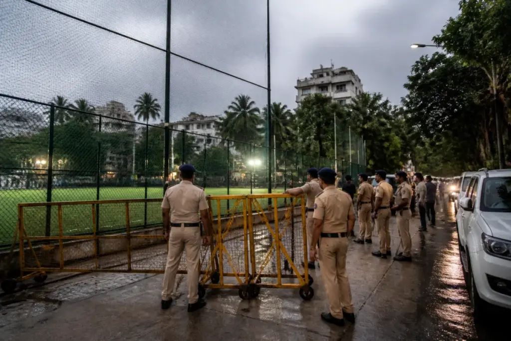 Juhu firing aftermath and Mumbai police security near a residential neighbourhood
