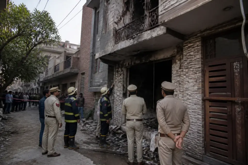 Najafgarh LPG cylinder blast aftermath at a damaged residential home in Delhi