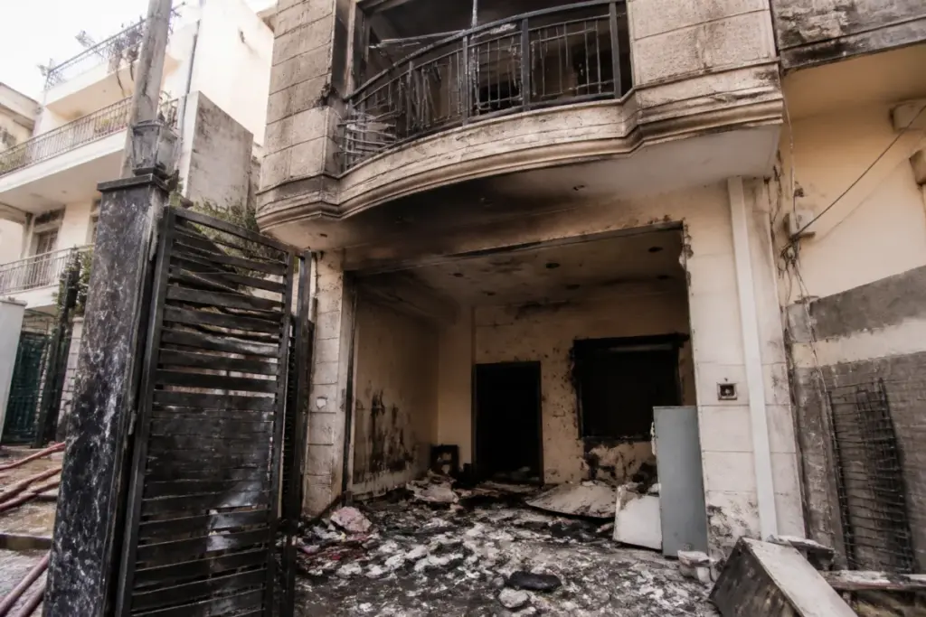 Delhi LPG blast aftermath at a damaged Najafgarh home