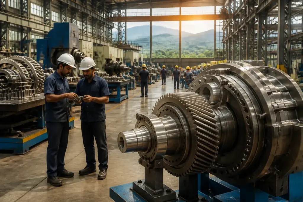 ZF India sourcing illustrated by an industrial plant producing automotive and wind-power components