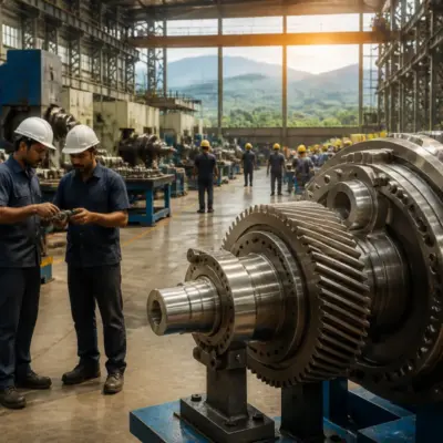 ZF India sourcing illustrated by an industrial plant producing automotive and wind-power components