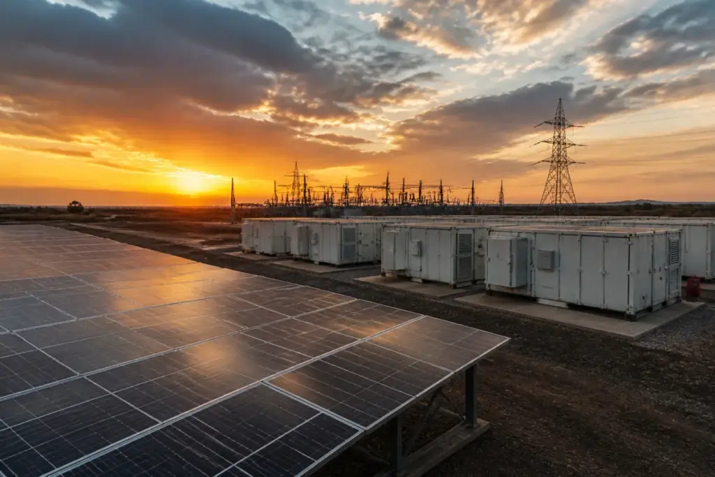 ACME Solar FDRE project using solar panels and battery storage for peak power supply