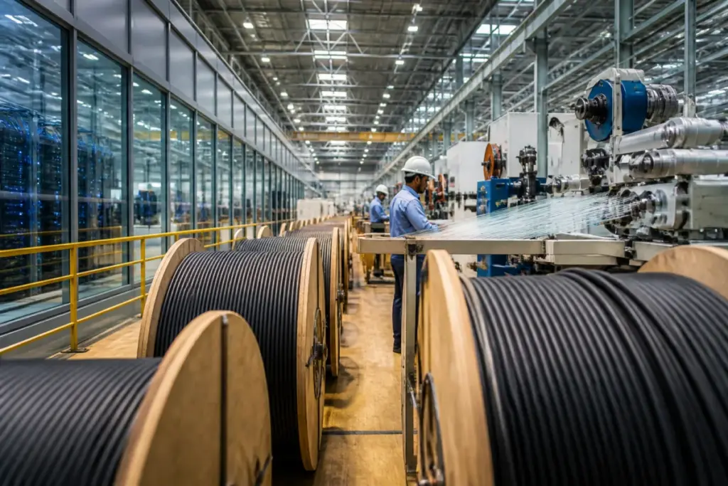 HFCL optical fibre cables supporting AI data centre connectivity and telecom infrastructure