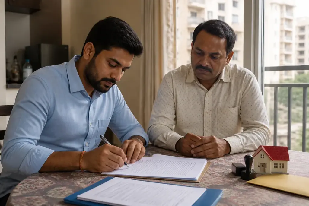 UP rental agreement stamp duty proposal shown through a tenant signing a housing contract