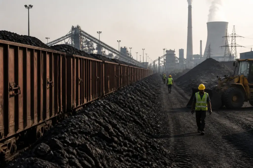 India coal stockpile crisis at a railway yard serving a thermal power plant