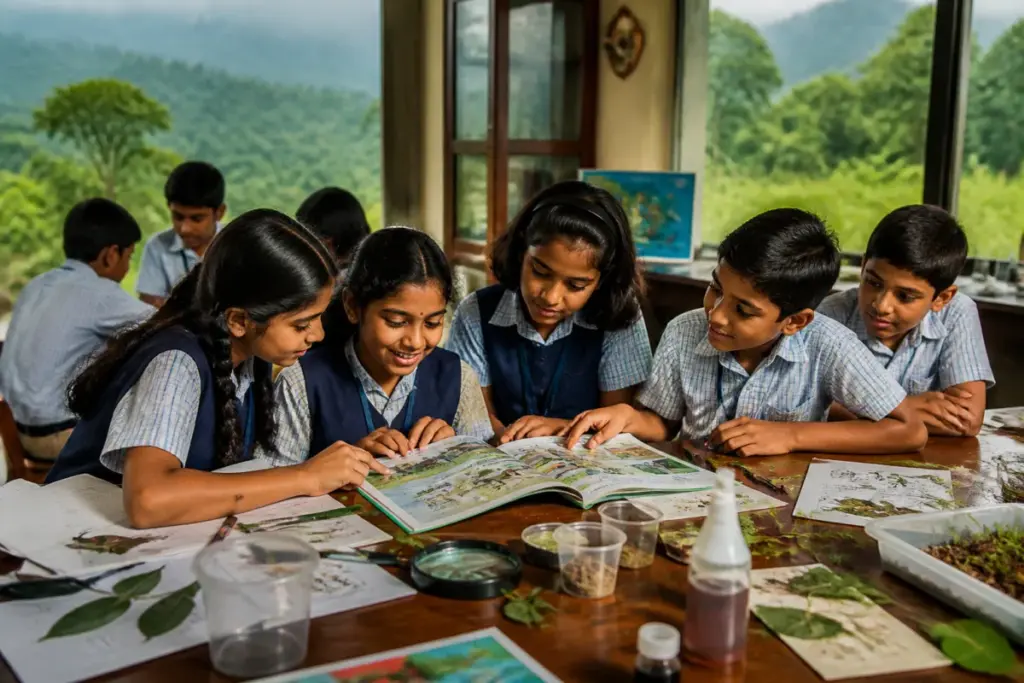 Jugnoo climate education tabloid shown with colourful environmental learning materials for children