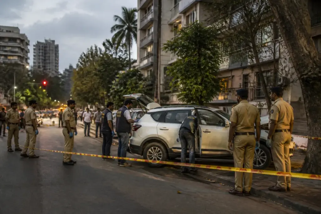Police cordon the Juhu site after the Tiger Shroff firing in Mumbai.