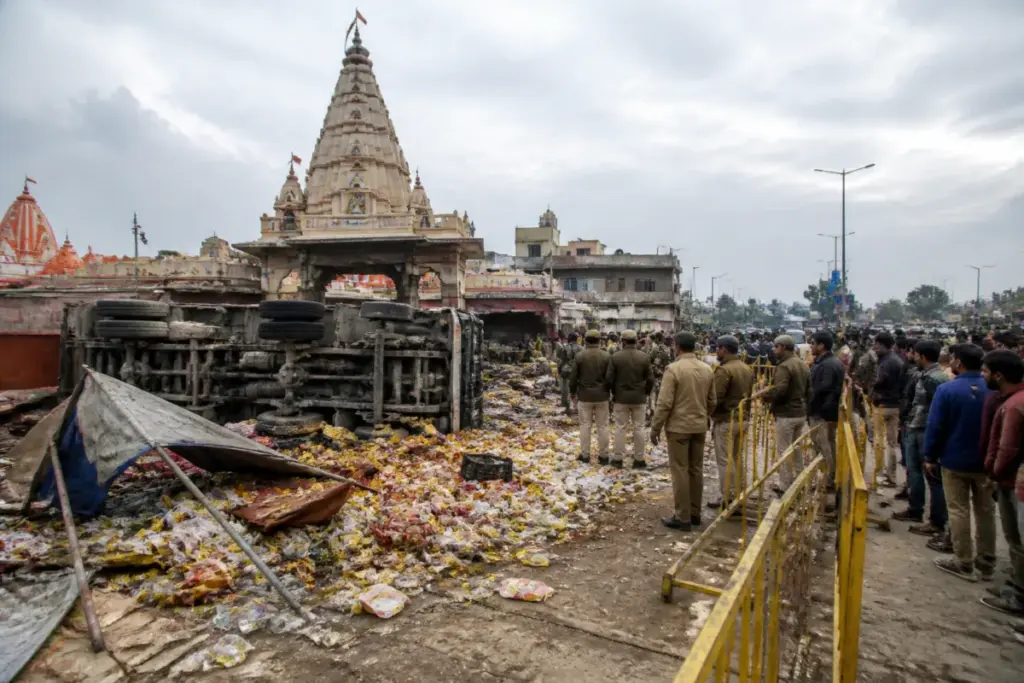 Emergency response near Sheetla Mata Temple after the Gwalior truck crash