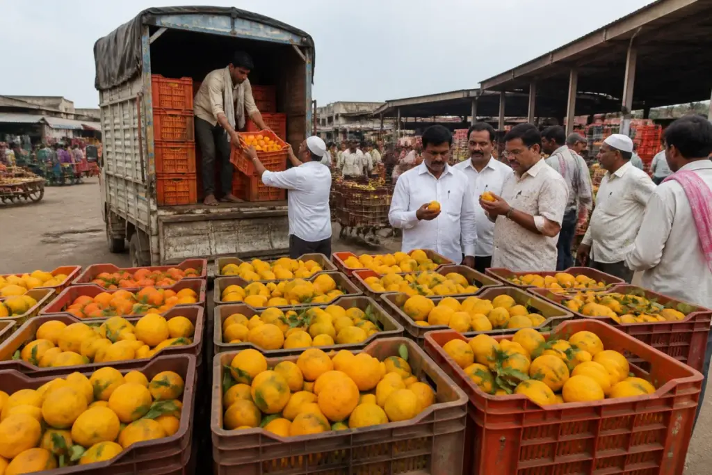 Nagpur oranges arriving at Pune’s Gultekdi Market Yard amid reduced production