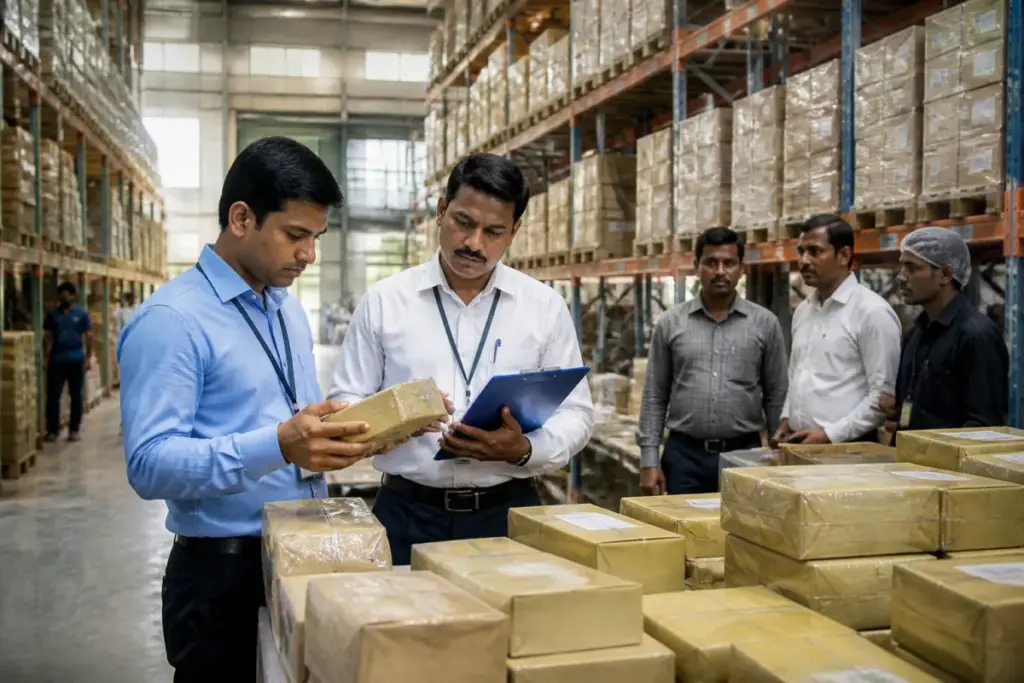 Pune FDA raid at a food warehouse in Chakan with packaged goods under inspection