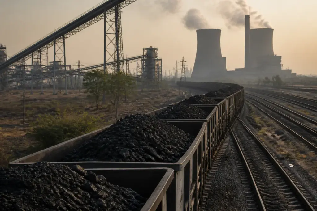India coal imports decision shown through coal wagons supplying a thermal power plant