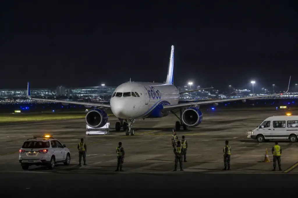 Chennai airport security response after a bomb threat delayed an IndiGo flight to Goa