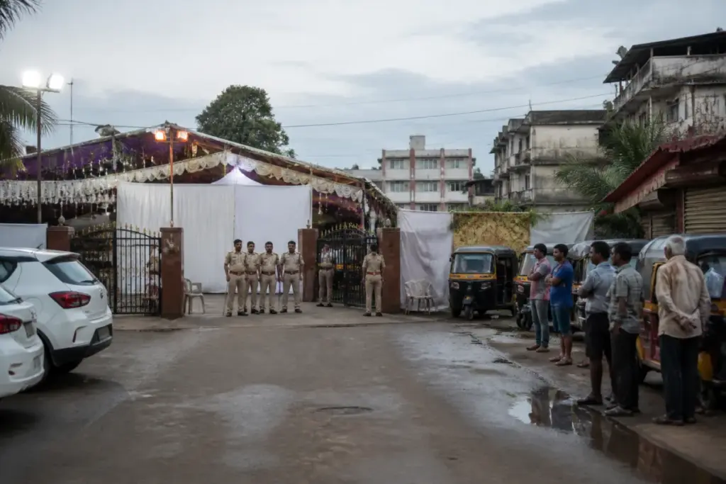 Police presence near a Kalyan garba venue after the reported attack