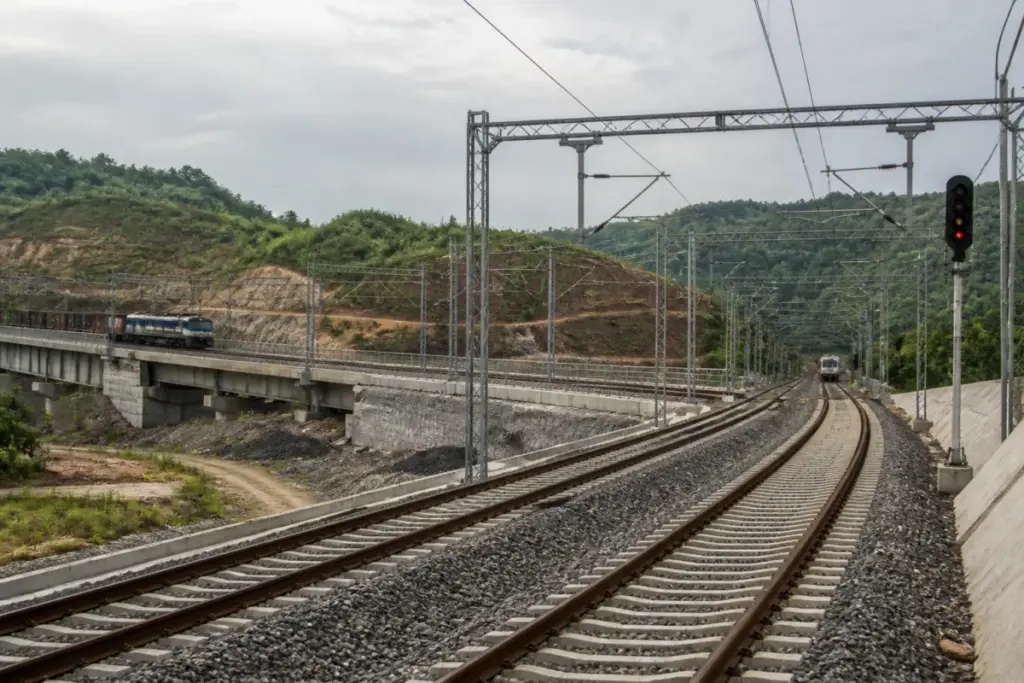 Mumbai rail upgrade with a newly commissioned third railway line near Kasara