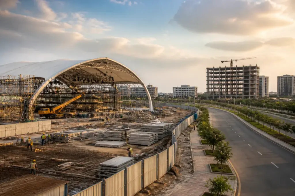 Future City summit preparations at Bharat Future City in Telangana
