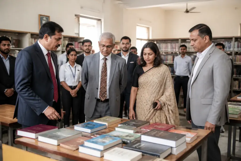 DAVV law colleges inspection covering classrooms and library facilities in an affiliated law college