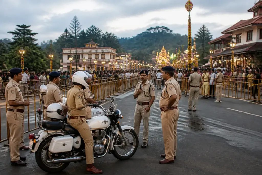 Madikeri police security personnel preparing for Dasara festivities in Kodagu