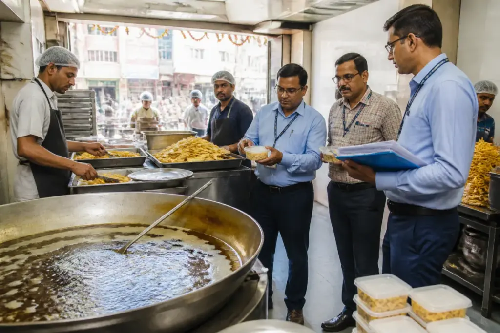 Surat food safety checks at a snack shop ahead of Dussehra