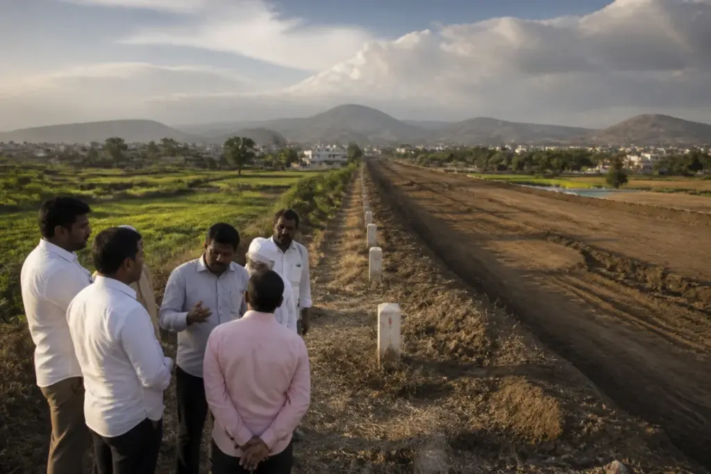 Pune Inner Ring Road alignment near Maval villages and surrounding farmland