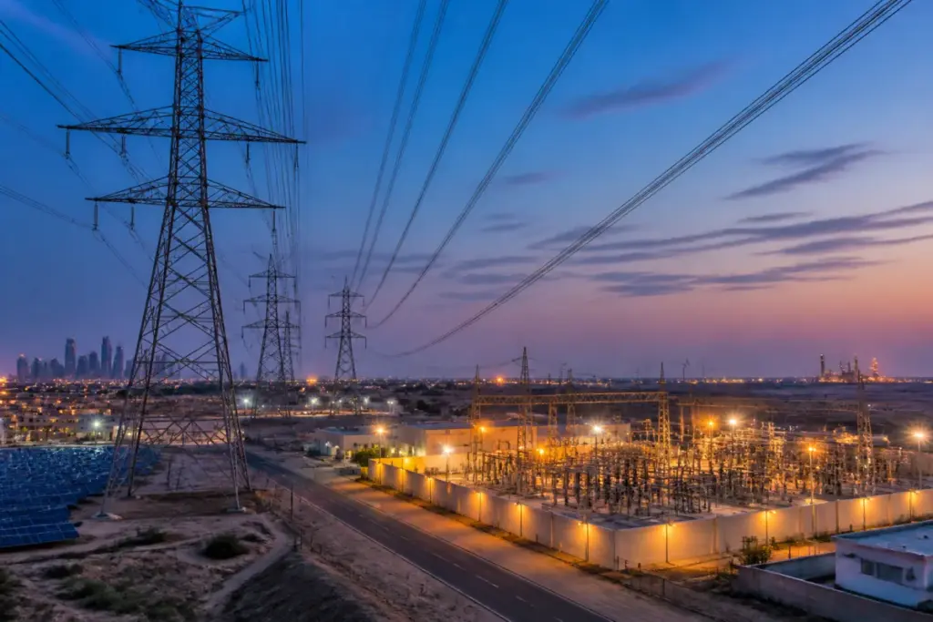 India-Saudi power grid cooperation illustrated by high-voltage transmission infrastructure