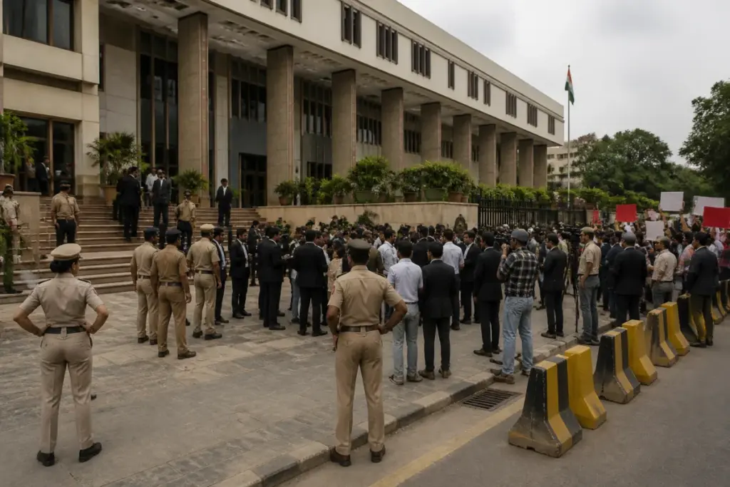 Delhi Police notice case involving a protester outside the Delhi High Court