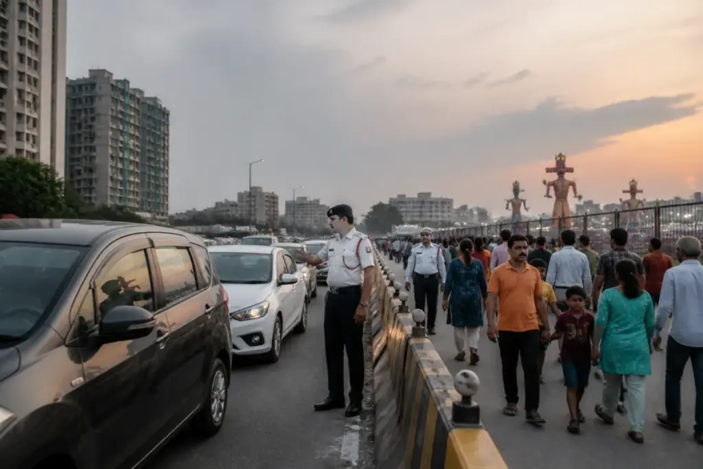 East Delhi traffic diversions affecting vehicles and pedestrians during Dussehra celebrations
