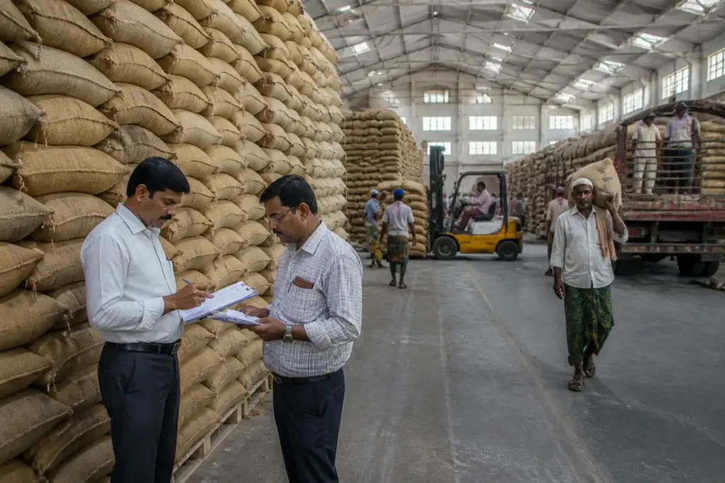 Telangana rice buffer stored in government grain godowns for PDS distribution