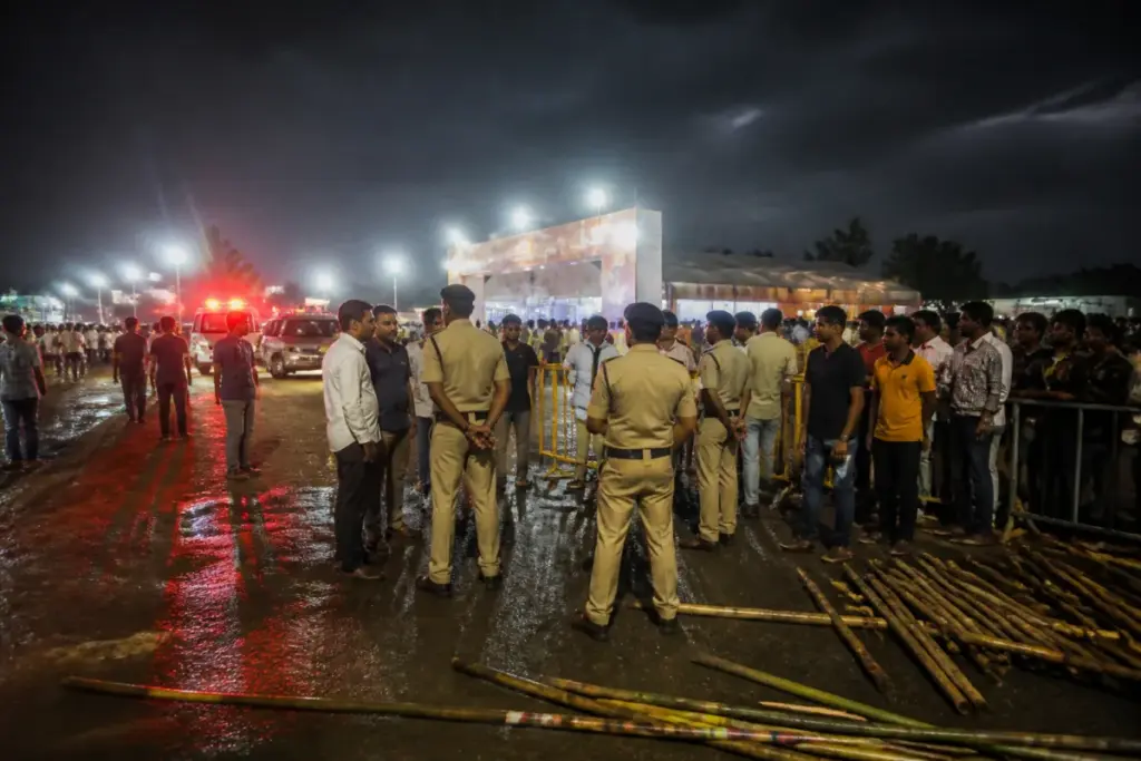 Gandhinagar garba event security area after an alleged clash near Nasmed
