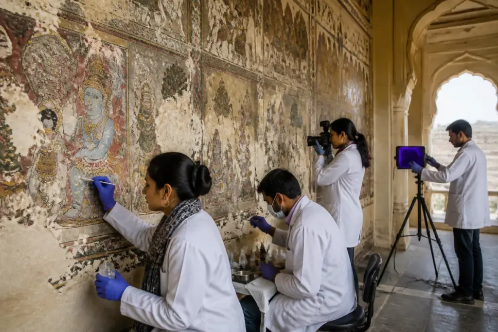 Amer Fort murals undergoing scientific conservation in Jaipur