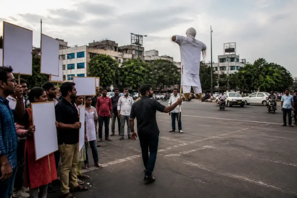 Congress protest over Indore civic issues at Regal Square