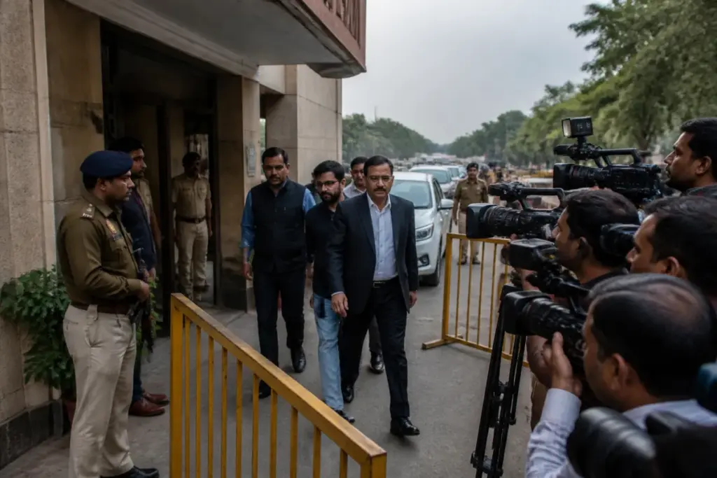 CBI questioning of Punjab OSD Rajbir Ghuman outside the agency’s Chandigarh office