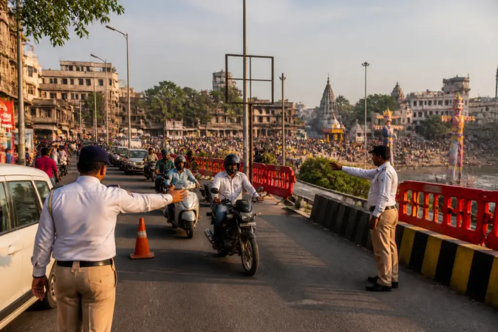 Nashik traffic diversion near Panchavati during the Ravan Dahan event